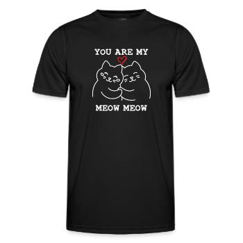 Tu es mon chat miaou miaou - T-shirt sport Homme - noir - Devant - AI Model Male 178 dark (178cm)