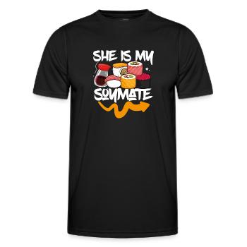 Elle est ma soja - T-shirt sport Homme - noir - Devant - AI Model Male 178 dark (178cm)