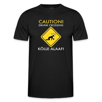 Carnival Costume Kölle Alaaf Cologne Caution Drunk - Men's Functional T-Shirt - black - Front - AI Model Male 178 dark (178cm)