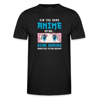 Anime Serie Animes Ein Tag Ohne Anime - Männer Funktions-T-Shirt - Schwarz - Vorne - AI Model Male 178 dark (178cm)