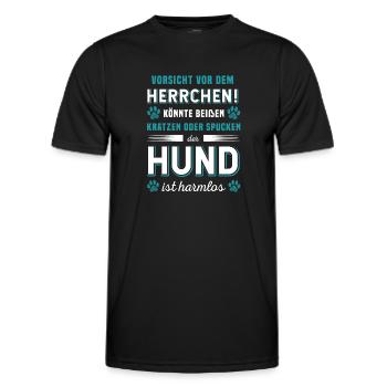 Vorsicht Vor Dem Herrchen Der Hund Ist Harmlos - Männer Funktions-T-Shirt - Schwarz - Vorne - AI Model Male 178 dark (178cm)