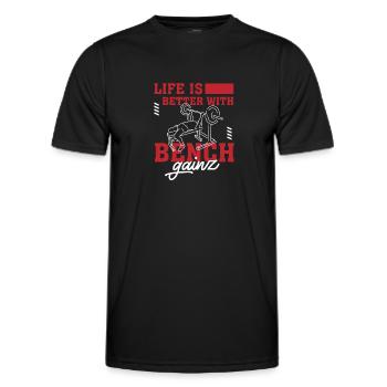 Leben mit Benchpress Gainz Gym Training - Männer Funktions-T-Shirt - Schwarz - Vorne - AI Model Male 178 dark (178cm)