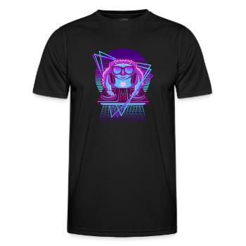 Vaporwave Hedgehog DJ Desk Hedgehog - Men's Functional T-Shirt - black - Front - AI Model Male 178 dark (178cm)