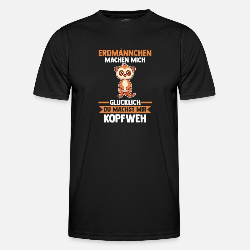 Erdmännchen - Männer Funktions-T-Shirt - Schwarz