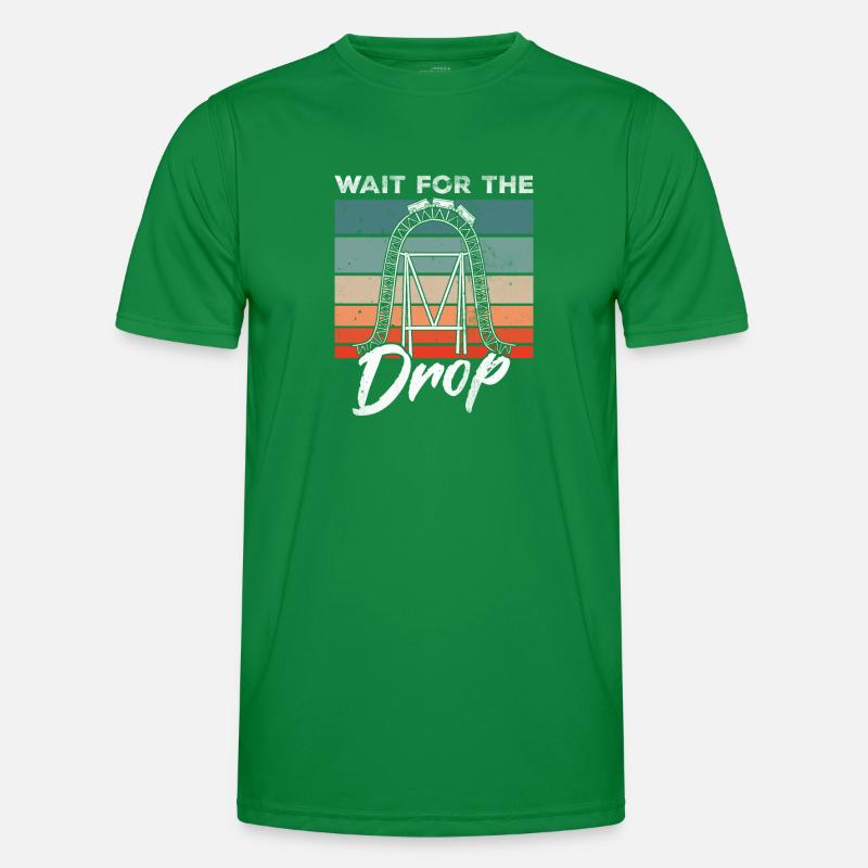 Vintage Roller Coaster Saying Wait For The Drop Men's Functional T-Shirt
