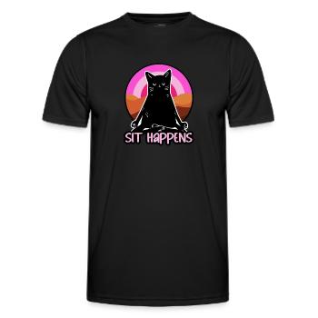 Sit Happens Funny Yoga - T-shirt sport Homme - noir - Devant - AI Model Male 178 dark (178cm)