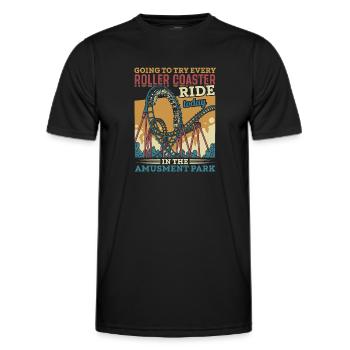 Roller coasters amusement park amusement park Vintage - Men's Functional T-Shirt - black - Front - AI Model Male 178 dark (178cm)