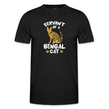 Diener Bengal Katze Samtpfote Hybrid Katzenrasse - Männer Funktions-T-Shirt - Schwarz - Vorne - AI Model Male 178 dark (178cm)