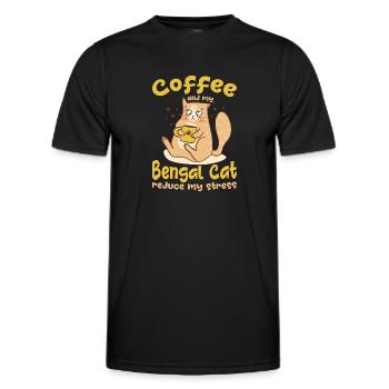 Kaffee Und Bengal Katze Reduzieren Streß Geschenk - Männer Funktions-T-Shirt - Schwarz - Vorne - AI Model Male 178 dark (178cm)