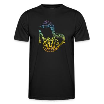 Cornemuse avec notes de musique Joueur de cornemuse Cornemuse - T-shirt sport Homme - noir - Devant - AI Model Male 178 dark (178cm)