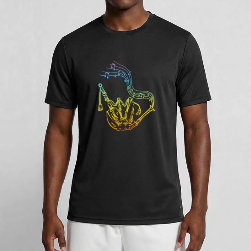 Cornemuse avec notes de musique Joueur de cornemuse Cornemuse T-shirt sport Homme