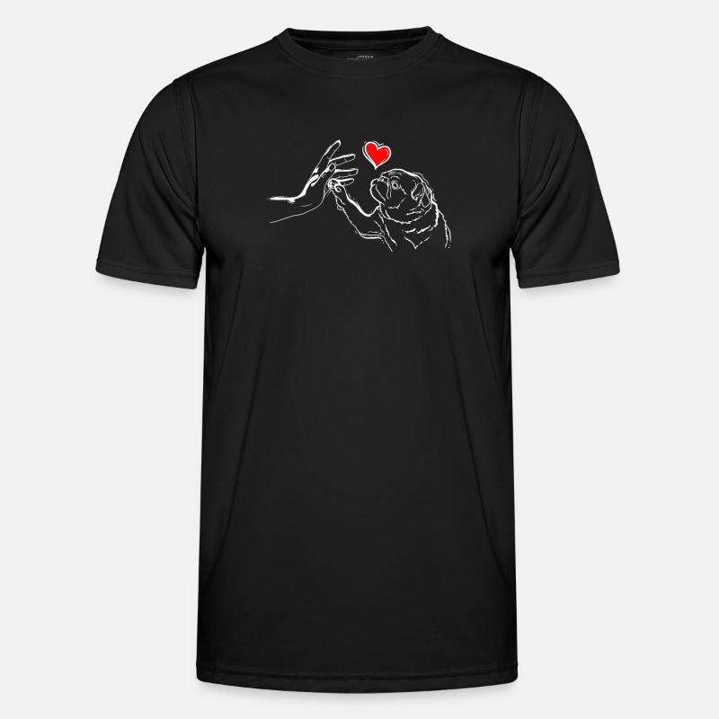 Mops Liebe High Five - Männer Funktions-T-Shirt - Schwarz