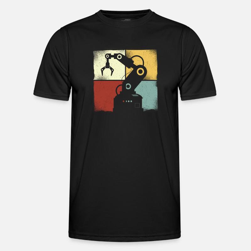 Robot Robotics Engineer Retro - Männer Funktions-T-Shirt - Schwarz