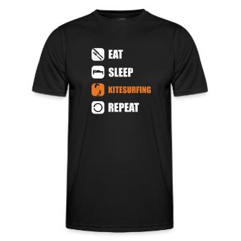 Kitesurfer essen schlafen kitesurfing repeat - Männer Funktions-T-Shirt - Schwarz - Vorne - AI Model Male 178 dark (178cm)
