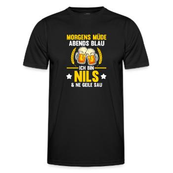Nils - Männer Funktions-T-Shirt - Schwarz - Vorne - AI Model Male 178 dark (178cm)