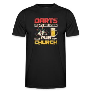 Dart ist meine Religion, Kneipe ist meine Kirche - Männer Funktions-T-Shirt - Schwarz - Vorne - AI Model Male 178 dark (178cm)