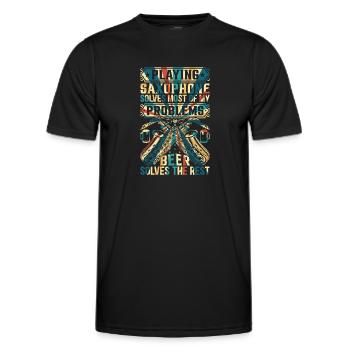Playing Saxophone Solves Most Of My Problems - Sax - Männer Funktions-T-Shirt - Schwarz - Vorne - AI Model Male 178 dark (178cm)