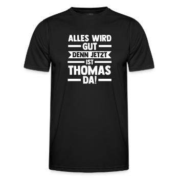 Thomas - Männer Funktions-T-Shirt - Schwarz - Vorne - AI Model Male 178 dark (178cm)