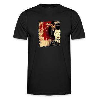 Geisha, traditionelle digitale Kunst, Japan - Männer Funktions-T-Shirt - Schwarz - Vorne - AI Model Male 178 dark (178cm)