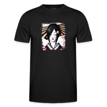 Geisha, traditionelle digitale Kunst, Japan - Männer Funktions-T-Shirt - Schwarz - Vorne - AI Model Male 178 dark (178cm)