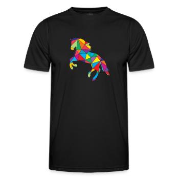 Pferd Polygon Horse Pferde - Männer Funktions-T-Shirt - Schwarz - Vorne - AI Model Male 178 dark (178cm)