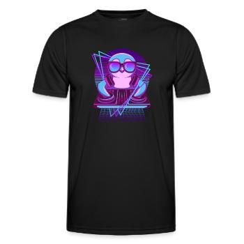 Vaporwave Penguin DJ Desk Penguin - Men's Functional T-Shirt - black - Front - AI Model Male 178 dark (178cm)