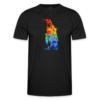 Pinguin Splash Art Arktis Eis - Männer Funktions-T-Shirt - Schwarz - Vorne - AI Model Male 178 dark (178cm)
