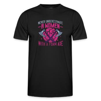 Never Underestimate A Women With A Foam Axe - Men's Functional T-Shirt - black - Front - AI Model Male 178 dark (178cm)