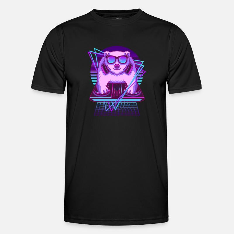 Party Musik Techno Eisbär Vaporwave DJ Eisbär - Männer Funktions-T-Shirt - Schwarz