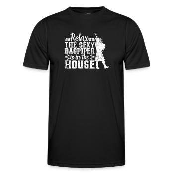 Relax The Sexy Bagpiper Is In The House - Bagpipe - Men's Functional T-Shirt - black - Front - AI Model Male 178 dark (178cm)