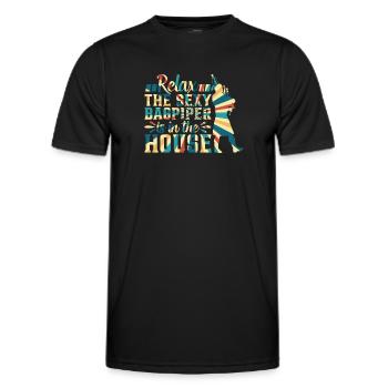 Relax The Sexy Bagpiper Is In The House - Men's Functional T-Shirt - black - Front - AI Model Male 178 dark (178cm)