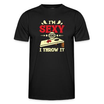 Je suis sexy et je le jette cornhole - T-shirt sport Homme - noir - Devant - AI Model Male 178 dark (178cm)