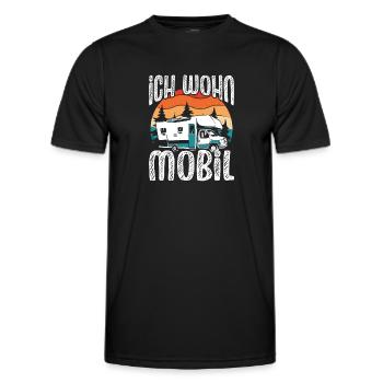Ich wohn Mobil - Männer Funktions-T-Shirt - Schwarz - Vorne - AI Model Male 178 dark (178cm)