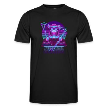 Vaporwave Cow DJ Booth Cow - Men's Functional T-Shirt - black - Front - AI Model Male 178 dark (178cm)