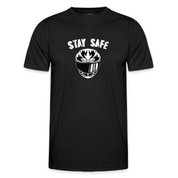 Casque de moto Restez en sécurité - T-shirt sport Homme - noir - Devant - AI Model Male 178 dark (178cm)