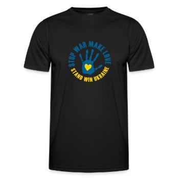 Win Ukraine booth - Men's Functional T-Shirt - black - Front - AI Model Male 178 dark (178cm)