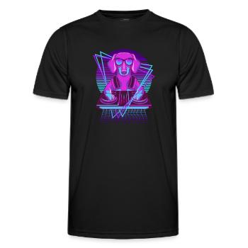 Vaporwave Dachshund DJ Desk Dachshund - Men's Functional T-Shirt - black - Front - AI Model Male 178 dark (178cm)