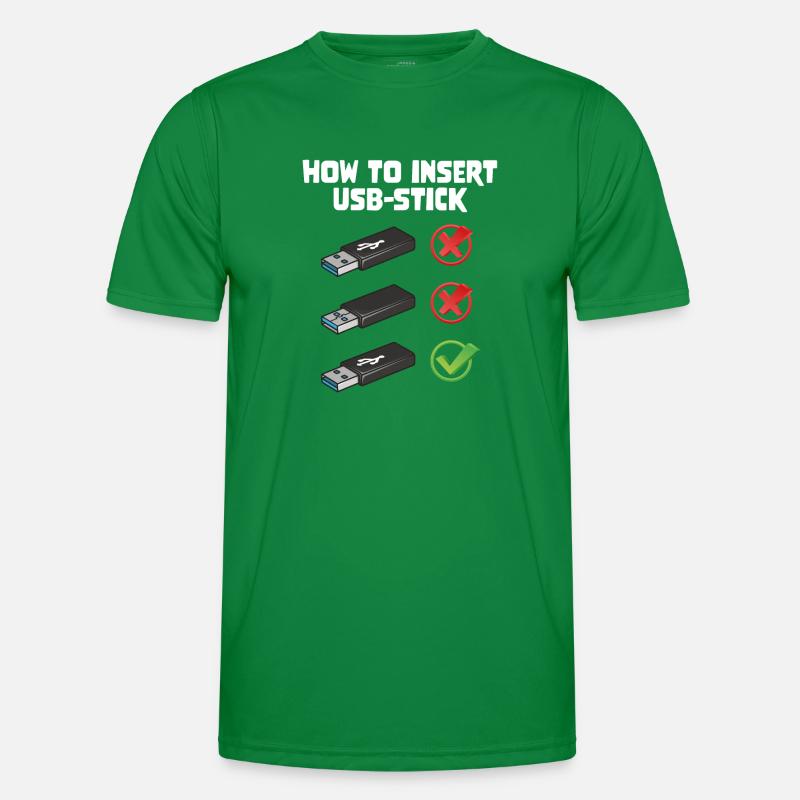 How To Insert USB Stick Funny Programmer Meme Männer Funktions-T-Shirt