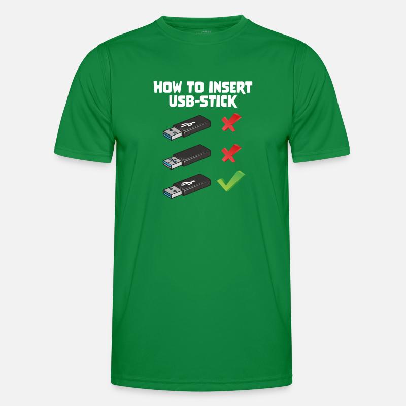 How To Insert USB Stick Funny Programmer Meme Männer Funktions-T-Shirt