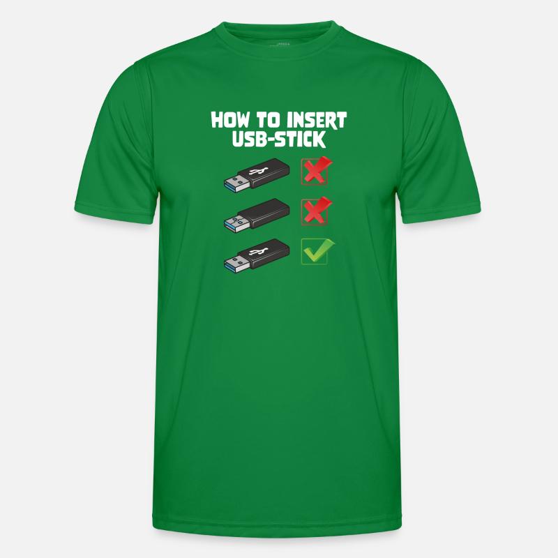 How To Insert USB Stick Funny Programmer Meme Männer Funktions-T-Shirt
