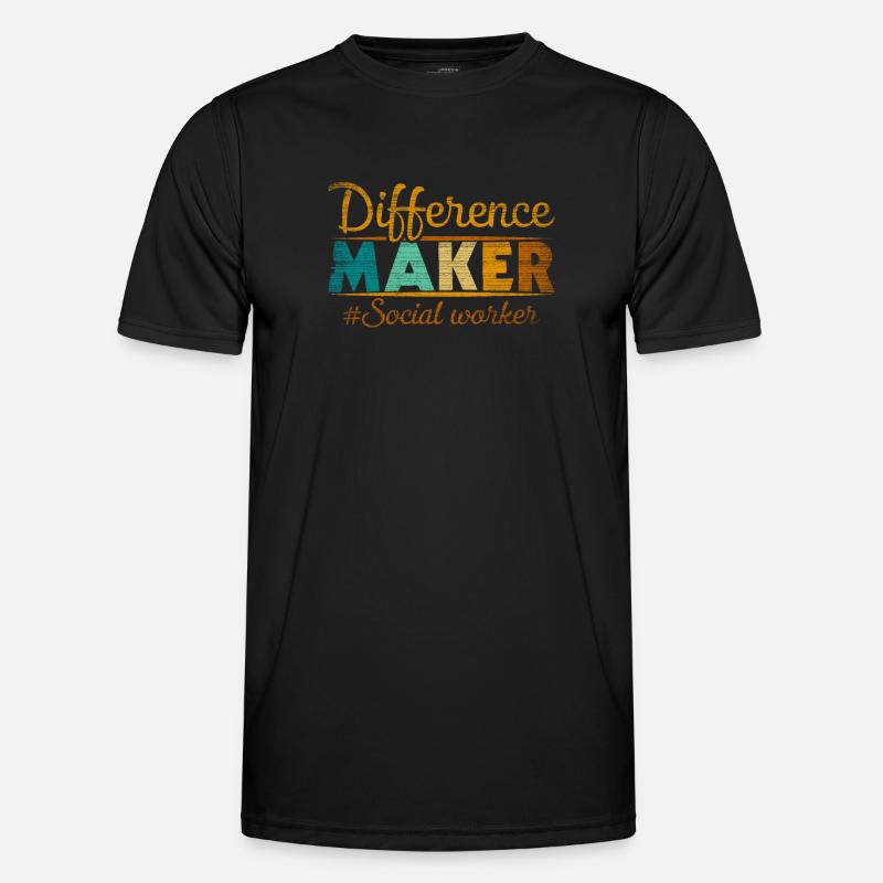 Difference Maker Proud Sozialarbeiter - Männer Funktions-T-Shirt - Schwarz
