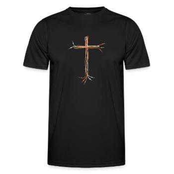 Jesus Cross Cable AUX Audio Cable - T-shirt sport Homme - noir - Devant - AI Model Male 178 dark (178cm)