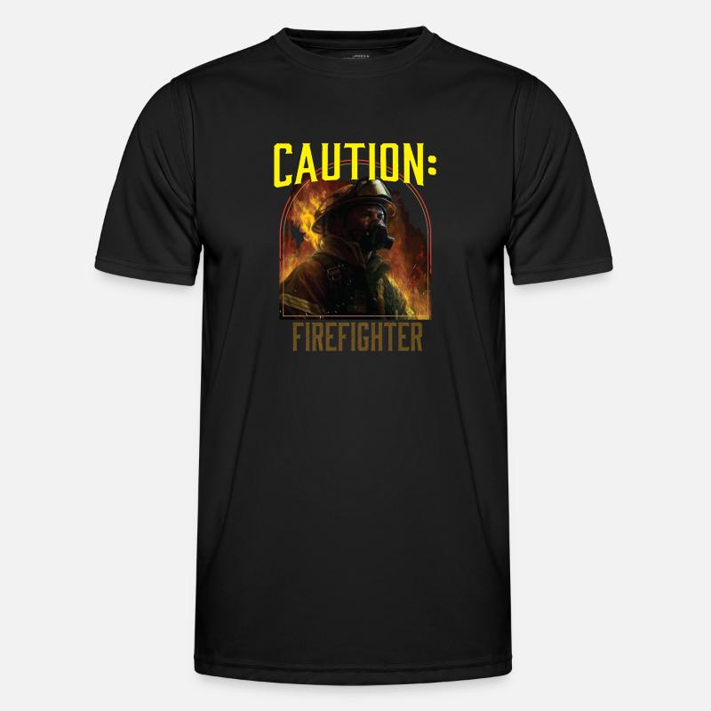 Caution Firefighter Fire Rescue Fireman - Männer Funktions-T-Shirt - Schwarz