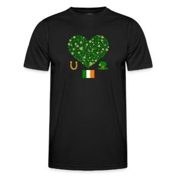 St Patricks Day Accessories Ireland Shamrock Decoration - Men's Functional T-Shirt - black - Front - AI Model Male 178 dark (178cm)
