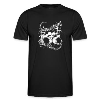 Musical Drums Drumming Drum Musician Music Notes - Men's Functional T-Shirt - black - Front - AI Model Male 178 dark (178cm)