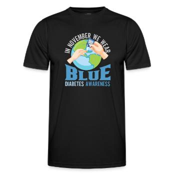 Diabetes Awareness Blue Diabetes Band Diabetes - Men's Functional T-Shirt - black - Front - AI Model Male 178 dark (178cm)