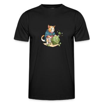 RPG Meow Cat D20 Würfel Design für einen RPG GAMER - Männer Funktions-T-Shirt - Schwarz - Vorne - AI Model Male 178 dark (178cm)