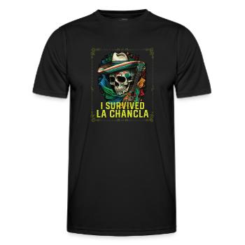 J’ai survécu à la Chancla Mexicaine Pantoufles Sandales - T-shirt sport Homme - noir - Devant - AI Model Male 178 dark (178cm)