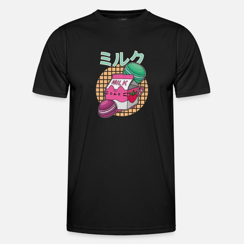 Erdbeeren Milkshake Japan Macaroon Spruch - Männer Funktions-T-Shirt - Schwarz