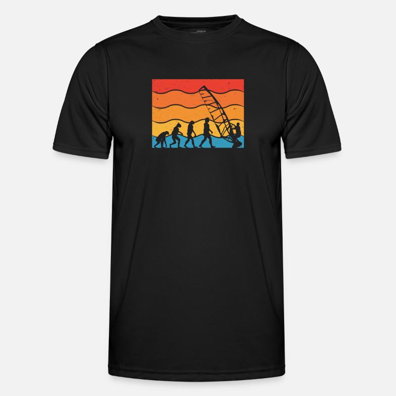 Evolution Des Windsurfers - Männer Funktions-T-Shirt - Schwarz